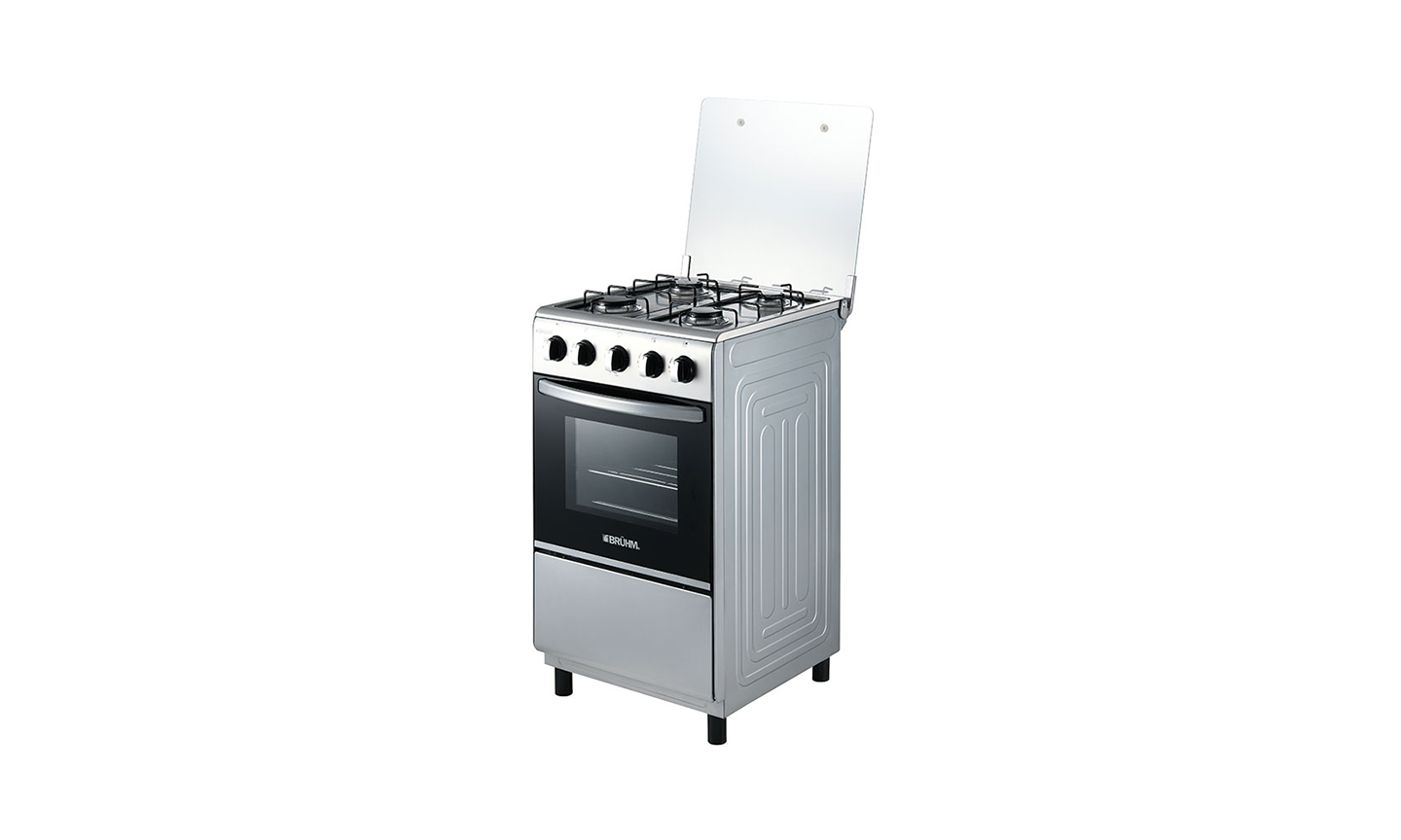 New Bruhm-BGC-5540IF Gas Cooker 4 Gas Single Burner Oven Silver (Silver) For Sale in Madina Zongo