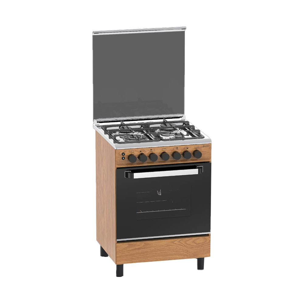 New Eldo-GC6060WDFU Wooden Gas Cooker 4 Burner 60X60cm / Oven & Grill / Rotisserie (Brown) For Sale in Madina Zongo